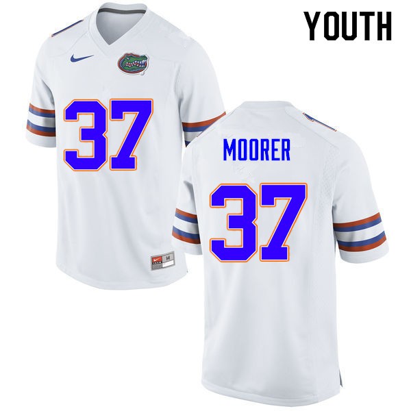 Youth #37 Patrick Moorer Florida Gators College Football Jersey White